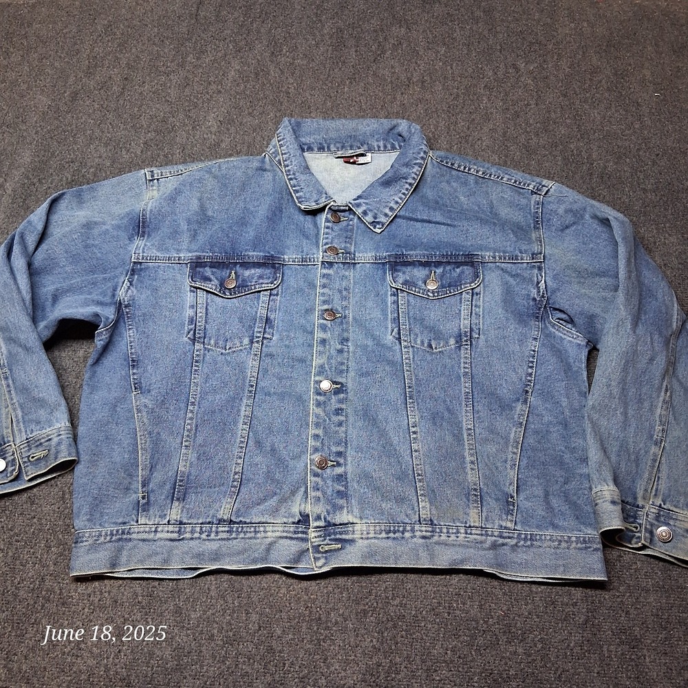 VTG‎ Denim Trucker Jean Jacket Starburst RN# 101113 Size XXL Boxy Look
